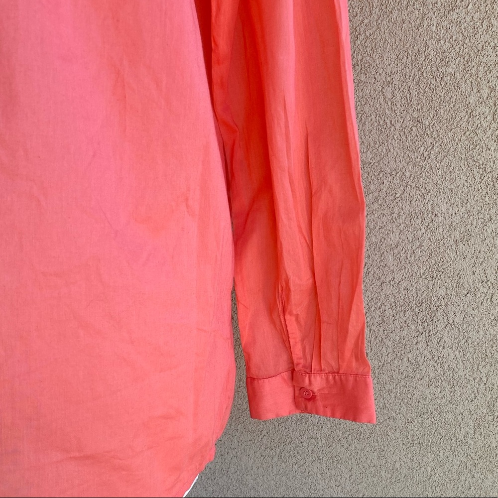 Orange Crush Button Down Boyfriend Shirt Dress - Picture 4 of 6